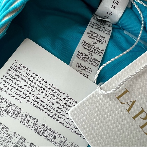 NEW La Perla Neutral Nude & Blue Bikini Bottoms Size US XL - Picture 4 of 7